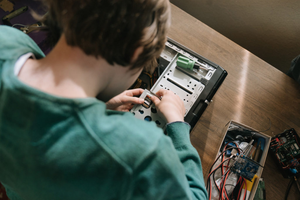 Man fixing computer